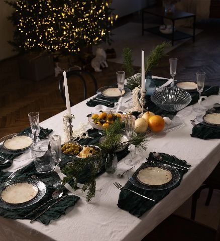 Набор для сервировки стола из посуды и декора "ИЗУМРУД" (6 персоны)